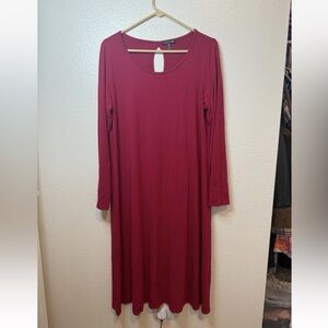 Eileen Fisher Women's Long Sleeve Pink T Shirt Dress Viscose Spandex Large